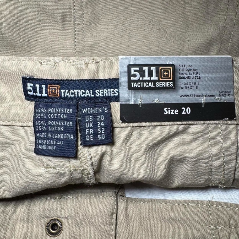 NWT 5.11 Women’s TACLITE PRO 9" RIPSTOP Shorts, Cotton Blend, Khaki, Size 20 - Picture 2 of 7